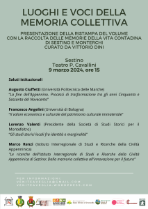 Presentazione del volume Luoghi e Voci della memoria collettiva a cura di Vittorio Dini